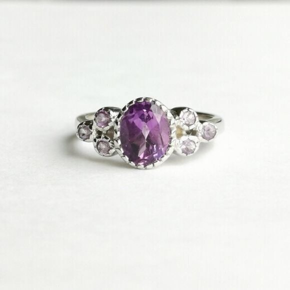 Amethyst multi gemstone sterling silver ring size 7 - Picture 5 of 5